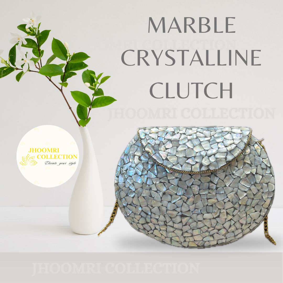 MARBLE CRYSTALLINE CLUTCH HANDBAG