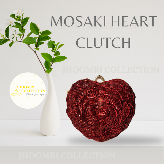 MOSAKI HEART CLUTCH BAG